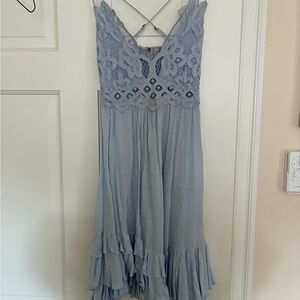 FP Movement by Free People Light Blue Lace Mini Dress